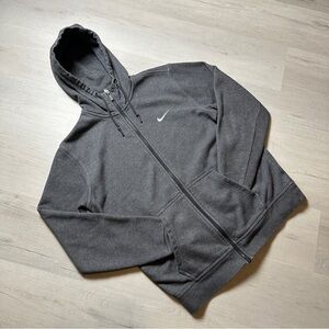 Y2K Nike Charcoal Gray Full Zip Hoodie Cotton Mens Size Large